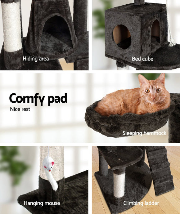 i.Pet Cat Tree 193cm Tower Scratching Post Scratcher Condo House Trees Grey - RnR Galore