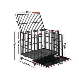 i.Pet Dog Cage Crate Large Puppy Cat Anti - Bite Pet Kennel Wheels w/Tray Metal - RnR Galore