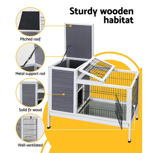 i.Pet Rabbit Hutch Chicken Coop 97cm x 49cm x 86cm Chicken Coop Large Run Wooden Outdoor Cage House - RnR Galore