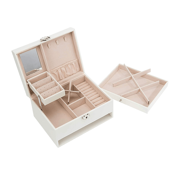 Jewellery Storage Box Girls Rings Necklaces Display Organiser Storage Case - RnR Galore