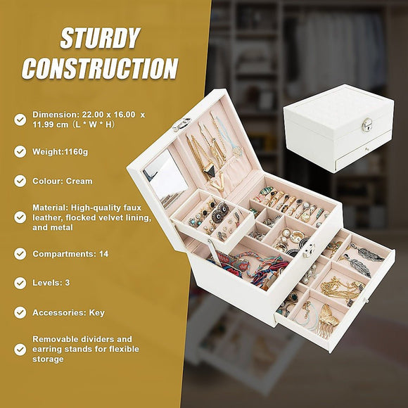 Jewellery Storage Box Girls Rings Necklaces Display Organiser Storage Case - RnR Galore