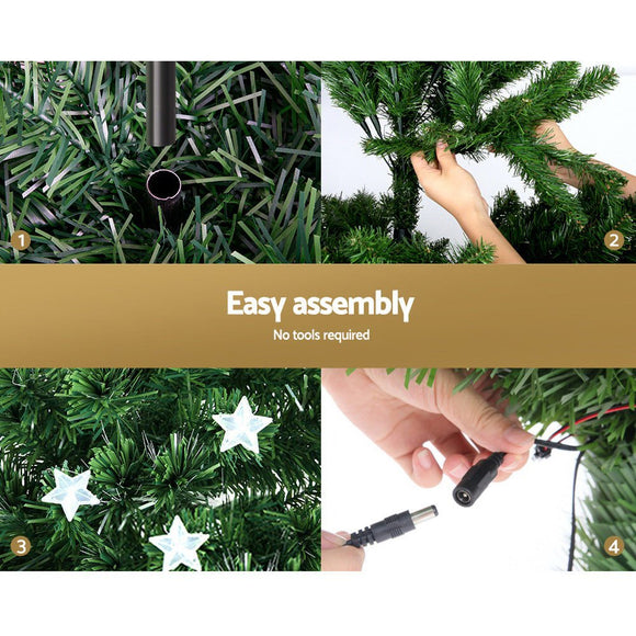 Jingle Jollys 1.5m Christmas Tree Optic Fibre LED Xmas tree Multi Colour - RnR Galore
