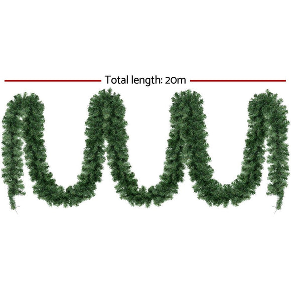 Jingle Jollys 20M Christmas Garland LED Lights Party Xmas Decorations 1400 Tips - RnR Galore