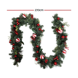 Jingle Jollys 2.7m Christmas Garland with Decorations Xmas Wedding Party - RnR Galore