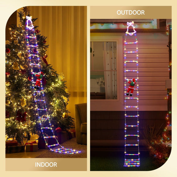Jingle Jollys 3.5M Christmas Lights 300 LED Ladder Light with Santa Claus Decor - RnR Galore