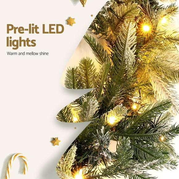 Jingle Jollys 3M Christmas Garland Pre - lit LED Lights Snow Frosted Tips Decor - RnR Galore