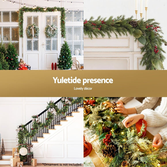 Jingle Jollys 3M Christmas Garland Pre - lit LED with Pine Cones Xmas Decor Green - RnR Galore