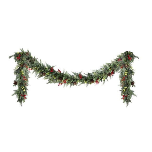 Jingle Jollys 3M Christmas Garland Pre - lit LED with Pine Cones Xmas Decor Green - RnR Galore