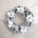 Jingle Jollys 60cm Christmas Wreath LED Lights Snowy Flowers Garland Party Decor - RnR Galore