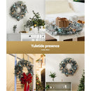 Jingle Jollys 60cm Christmas Wreath with LED Lights Snowy Garland Xmas Decor - RnR Galore