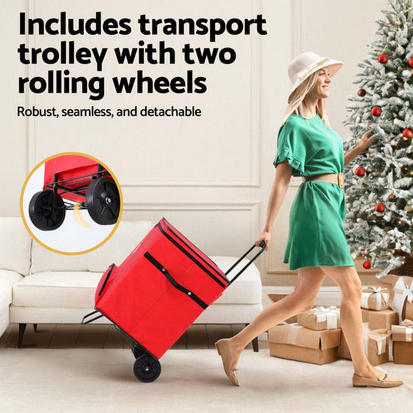 Jingle Jollys Christmas Baubles Storage Cart Roller 125 Dividers - RnR Galore