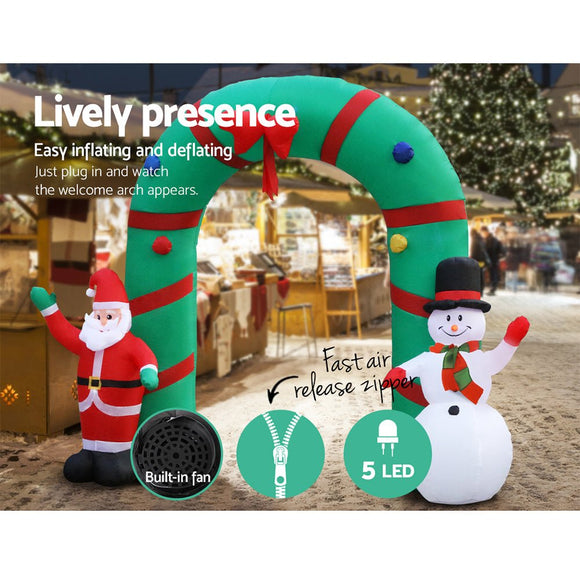 Jingle Jollys Christmas Inflatable Archwary 2.8M Illuminated Decorations - RnR Galore