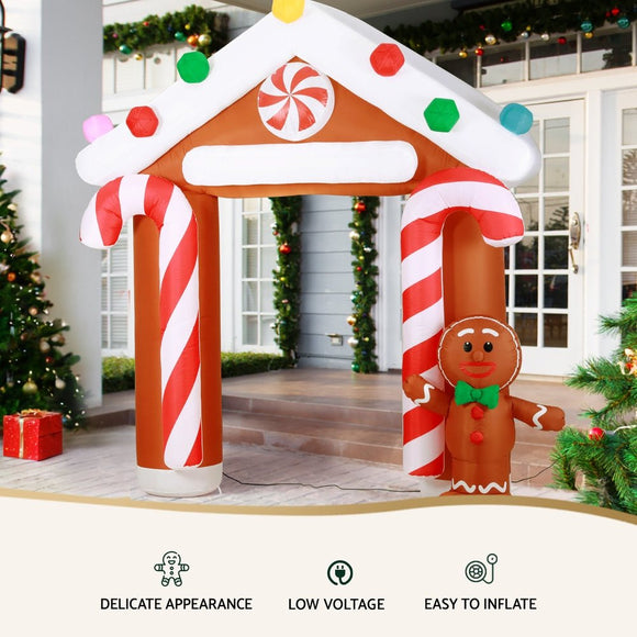 Jingle Jollys Christmas Inflatable Archwary Ginger 2.8M Illuminated Decorations - RnR Galore