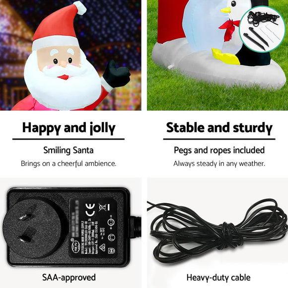 Jingle Jollys Christmas Inflatable Archwary Santa 3M Illuminated Decorations - RnR Galore