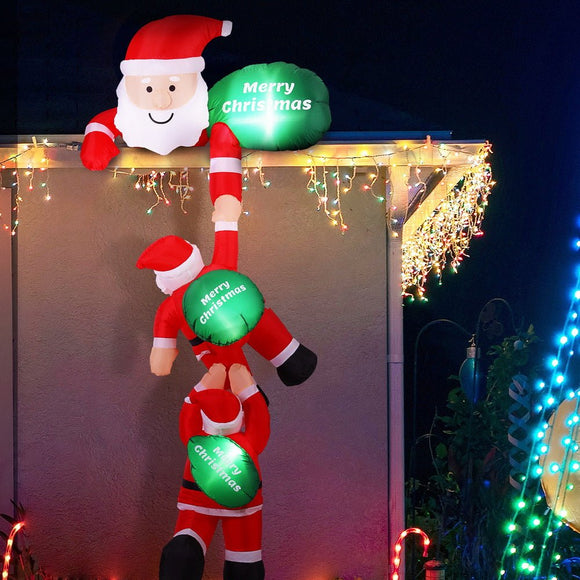 Jingle Jollys Christmas Inflatable Climbing Santa 2.5M Height LED Decorations Illuminated - RnR Galore