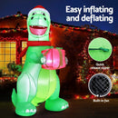 Jingle Jollys Christmas Inflatable Dinosaur 1.8M Height LED Decorations Illuminated - RnR Galore