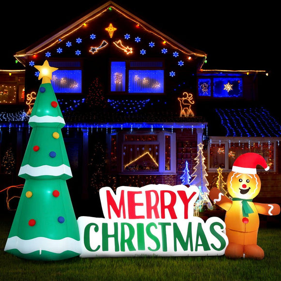 Jingle Jollys Christmas Inflatable Gingerbread Man 1.5M Height LED Decorations Illuminated - RnR Galore