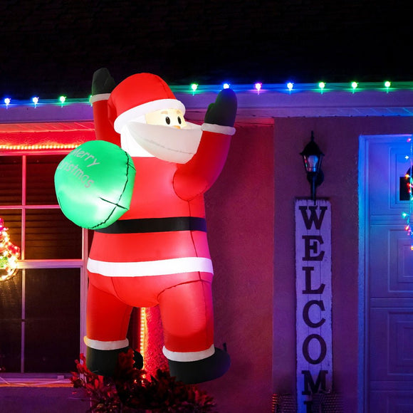 Jingle Jollys Christmas Inflatable Santa Climbing LED Illuminated Decorations 1.9M - RnR Galore