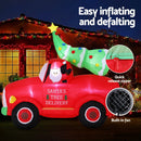 Jingle Jollys Christmas Inflatable Santa Truck 1.6M Height LED Decorations Illuminated - RnR Galore