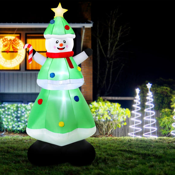 Jingle Jollys Christmas Inflatable Snowman Tree 2.75M Height LED Decorations Illuminated - RnR Galore