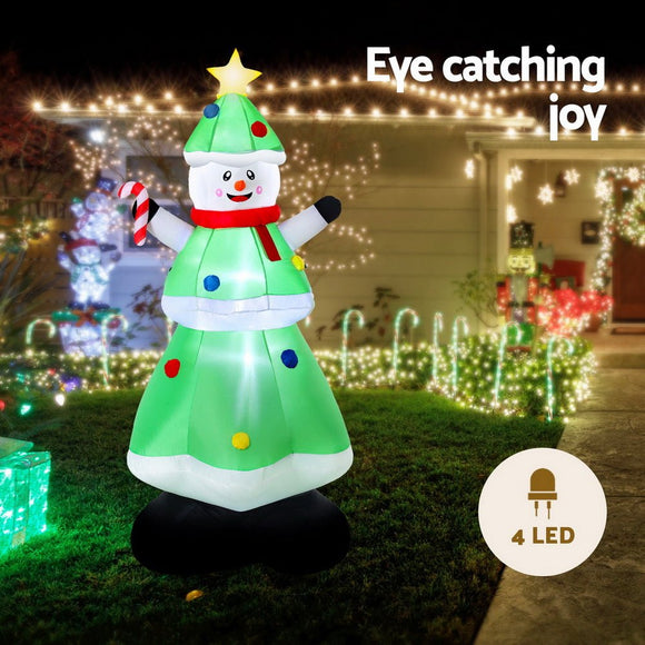 Jingle Jollys Christmas Inflatable Snowman Tree 2.75M Height LED Decorations Illuminated - RnR Galore