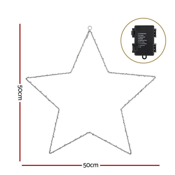 Jingle Jollys Christmas Lights 50cm Star 70 LED Xmas Decorations - RnR Galore