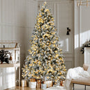 Jingle Jollys Christmas Tree 1.8m Snow Flocked LED Xmas Decoration 8 Light Modes - RnR Galore