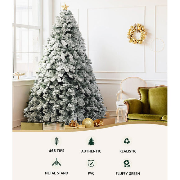 Jingle Jollys Christmas Tree 1.8m Snow Flocked Xmas Tree Decorations 468 Tips - RnR Galore