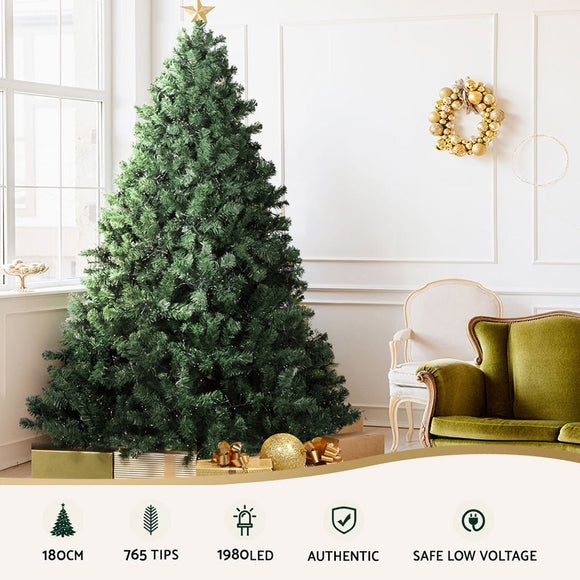 Jingle Jollys Christmas Tree 1.8M Xmas Tree Decorations 1980 LEDs 8 Light Mode - RnR Galore
