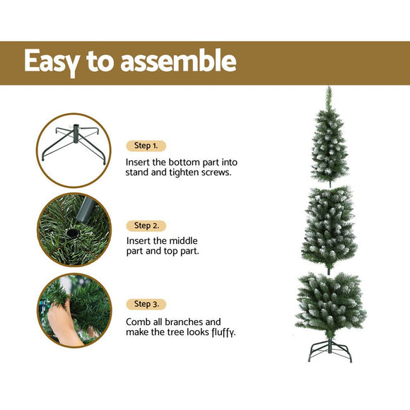 Jingle Jollys Christmas Tree 1.8m Xmas Tree Decorations Snowy 300 Tips - RnR Galore