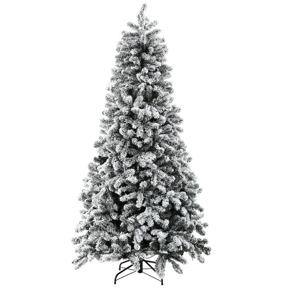 Jingle Jollys Christmas Tree 2.1m Snow Flocked LED Xmas Decoration 8 Light Modes - RnR Galore