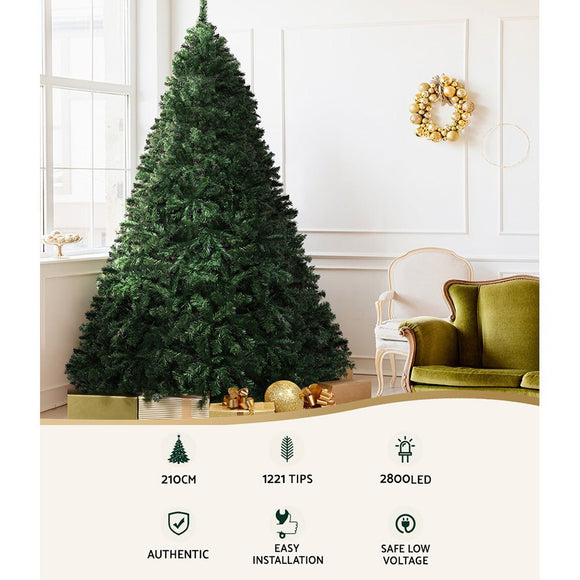 Jingle Jollys Christmas Tree 2.1m Xmas Tree Decor 2800 LED Lights 8 Modes - RnR Galore