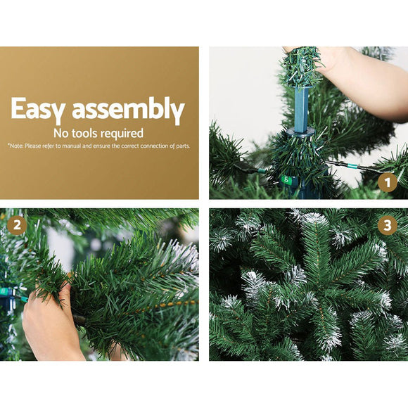 Jingle Jollys Christmas Tree 2.4m Snowy Xmas Tree Decoration 1225 Tips - RnR Galore