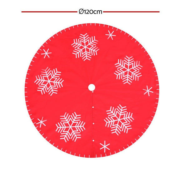 Jingle Jollys Christmas Tree Skirt 120cm Snowflake Ornaments Party Decorations - RnR Galore