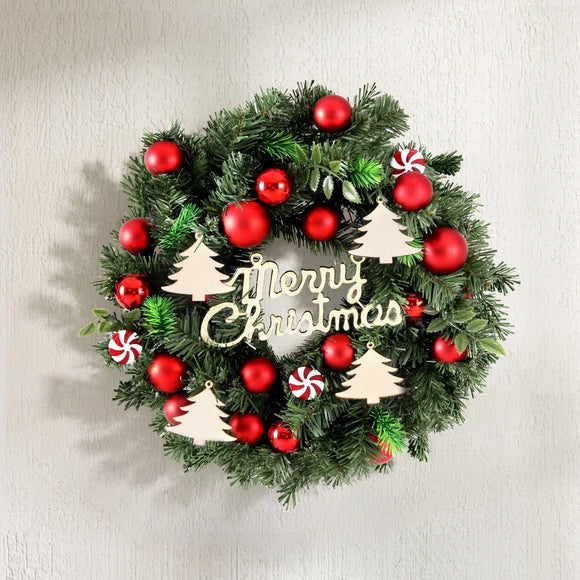 Jingle Jollys Christmas Wreath 40CM Xmas Garland Baubles Ornaments Party Decor - RnR Galore