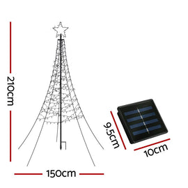 Jingle Jollys Solar Christmas Tree 2.1m 320 LED Net Lights Xmas Trees Decoration - RnR Galore