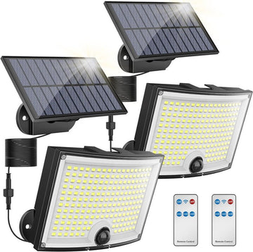 KagoLing Solar Lights Outdoor 202 LED Motion Sensor Lights IP65 Waterproof 120 Degree Beam Angle Solar Garden Lights 2 Pack with 5M Cable - RnR Galore