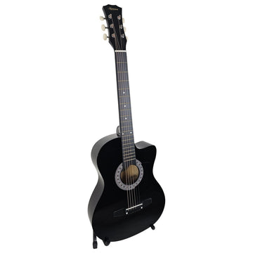 Karrera 38in Pro Cutaway Acoustic Guitar with Carry Bag - Black - RnR Galore