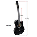 Karrera 38in Pro Cutaway Acoustic Guitar with Carry Bag - Black - RnR Galore