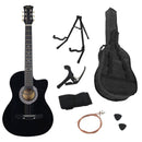 Karrera 38in Pro Cutaway Acoustic Guitar with Carry Bag - Black - RnR Galore