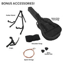 Karrera 38in Pro Cutaway Acoustic Guitar with Carry Bag - Black - RnR Galore