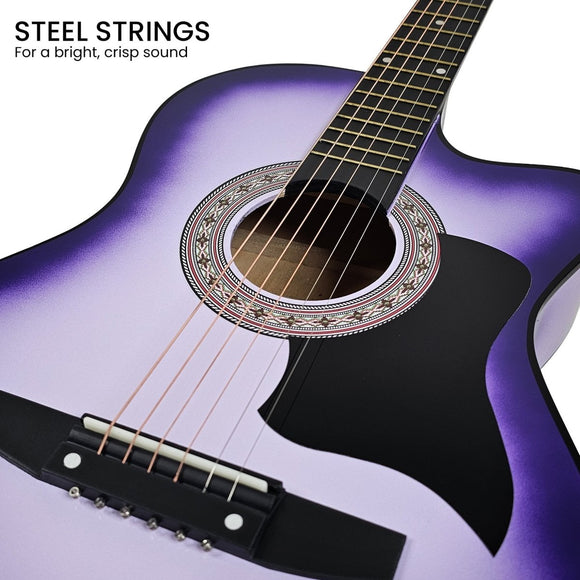 Karrera 38in Pro Cutaway Acoustic Guitar with guitar bag - Purple Burst - RnR Galore
