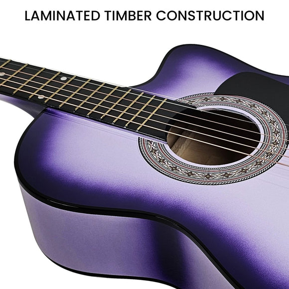 Karrera 38in Pro Cutaway Acoustic Guitar with guitar bag - Purple Burst - RnR Galore