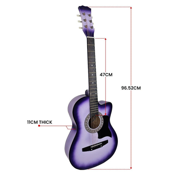 Karrera 38in Pro Cutaway Acoustic Guitar with guitar bag - Purple Burst - RnR Galore