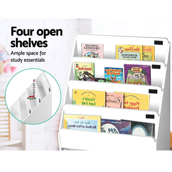 Keezi 4 Tiers Kids Bookshelf Storage Organiser Children Bookcase Drawers Display - RnR Galore