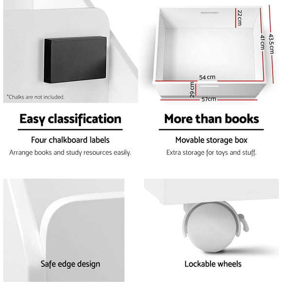 Keezi 4 Tiers Kids Bookshelf Storage Organiser Children Bookcase Drawers Display - RnR Galore