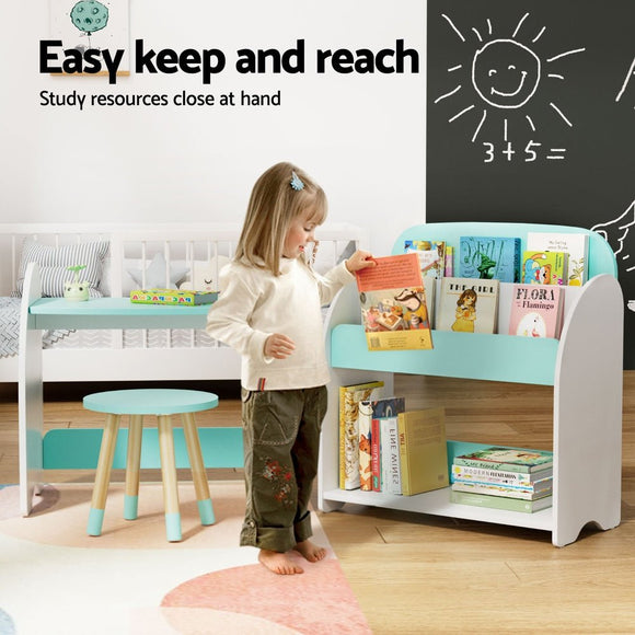 Keezi Kids Bookshelf 2 In 1 Table Chair Set Bookcase Toys Shelves Children Organiser - RnR Galore