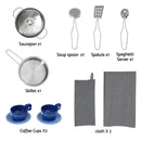 Keezi Kids Kitchen Playset 2 - Piece Wooden Pretend Play Coffee Maker Toy 80CM White - RnR Galore