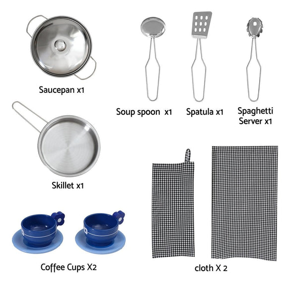 Keezi Kids Kitchen Playset 2 - Piece Wooden Pretend Play Coffee Maker Toy 80CM White - RnR Galore