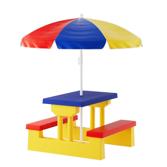 Keezi Kids Outdoor Table and Chairs Set Picnic Bench Umbrella Children Indoor - RnR Galore